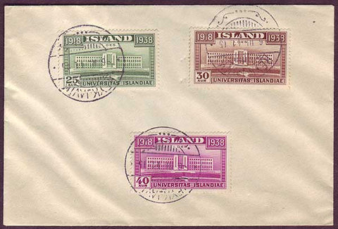 IC5021PH Iceland, University of Iceland set cancelled on cover 1938.