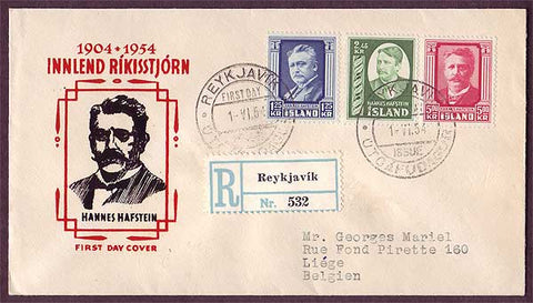 IC5041PH Iceland Registered First Day Cover to Belgium 1954