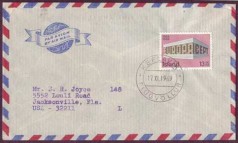 IC5045PH Iceland Airmail letter to USA 1969