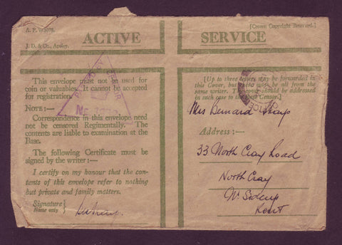 IC5089 British Military Post F.P.O. 2, Active Service Iceland - 1942