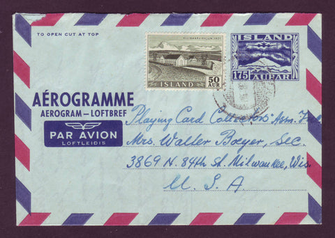 IC5097 Iceland Aerogram Used to USA - 1951