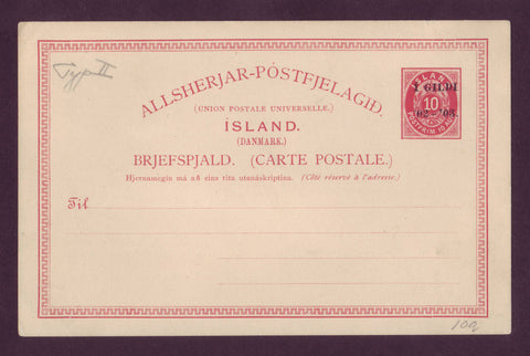 IC5104 Iceland Postal Stationery Single Post Card - I Gildi - 1900.