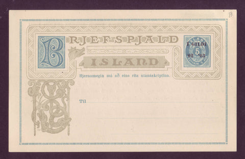 IC5105 Iceland Postal Stationery Single Post Card - I Gildi - 1900.