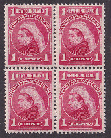 NF079x4 Newfoundland  # 79 XF MNH Block of 4, Queen Victoria - 1897                                                       ;