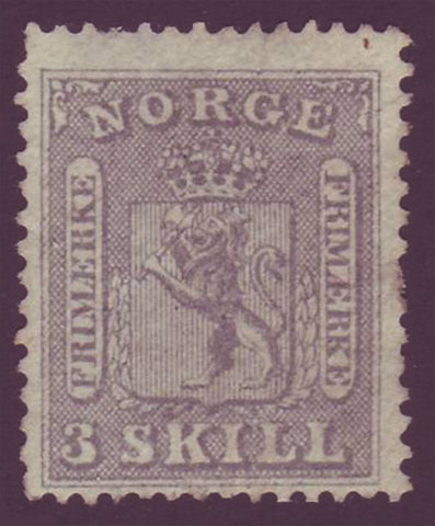 NO00075 Norvège Scott # 7 MH OG-armoiries 1863