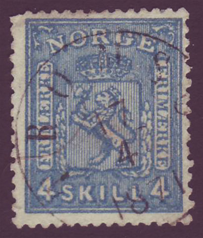 NO00145 Norvège Scott # 14 F-VF usagé - armoiries 1867