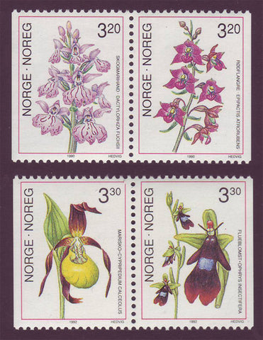 NO0970-731 Norway Scott # 970-73 MNH, Orchids 1991-92