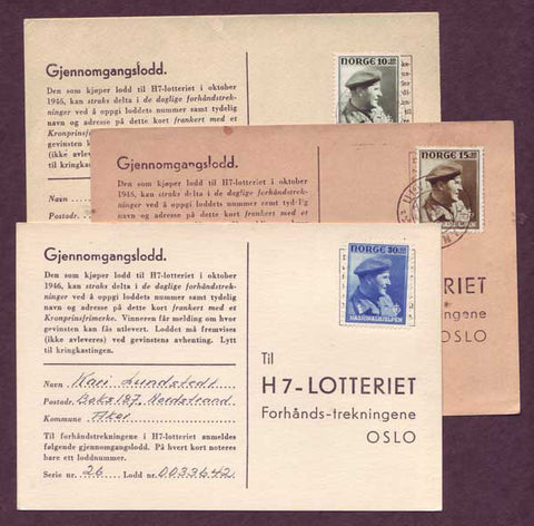 NO5073PH Norway Lottery Cards, Three Values -1983