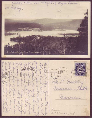 NO5087abPH Norway, Bogstadvandet udsigdt fra Trvvandsbanen 1924