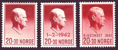NOB25-272 Norvège Scott # B25-27 VF MH, Vidkun Quisling 1942