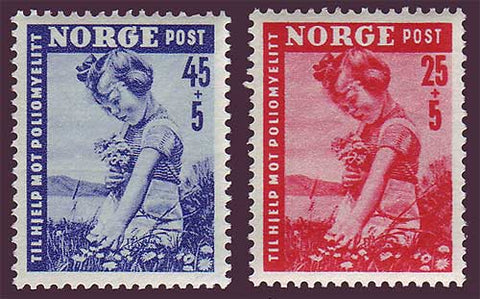 NOB48-49 Norvège Scott # B48-49 VF MH, victimes de la polio 1950