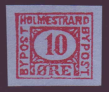 NOHolm31 Norway  
        Holmestrand Bypost (1888)
      S&A # 3 MNH