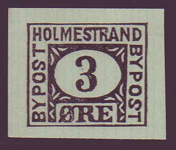 NOHolm41 Norvège, Holmestrand Bypost (1888)