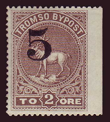 NOTrom05IIAt. 3 Norvège, Tromso Bypost (1883)