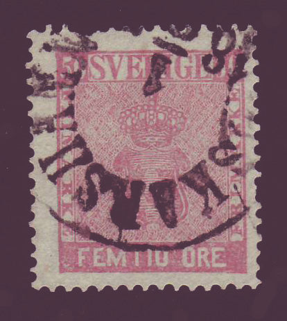 SW00125PE Sweden Scott # 12, 50öre rose, F Used 1858