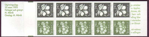 SW1996b Sweden booklet MNH, Berries and Fruit - 1993