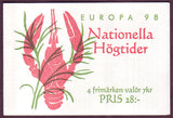 SW2291a Sweden booklet MNH,       National Holidays - Europa 1998