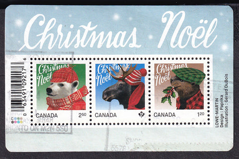 CA2879 Canada Scott # 2979 Souvenir Sheet, Christmas Animals used