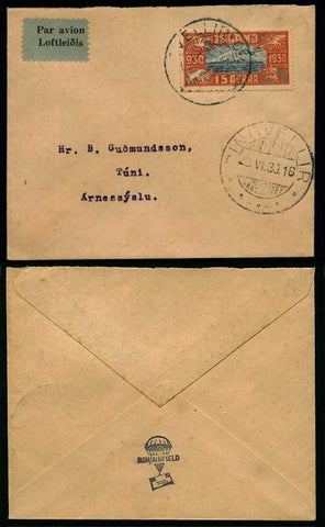 IC5004 Iceland Scott # C4 (air post) on cover 1930.