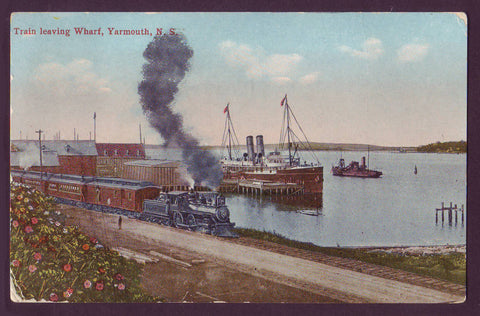 Train leaving the Wharf at Yarmouth, Nova Scotia - 1915