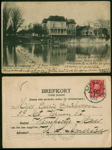 SWA031 Sweden postcard, Partie af Lidköping 1904