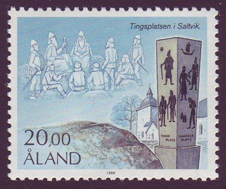 Aland stamp showing contemporary monument.