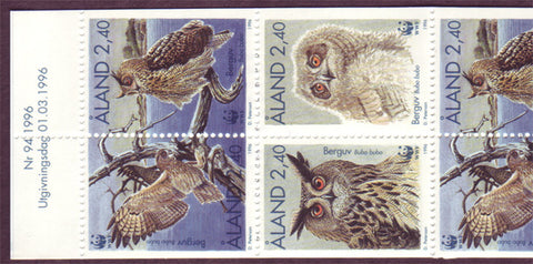 AL0125a1 Åland Scott # 125a booklet NH.  Owls