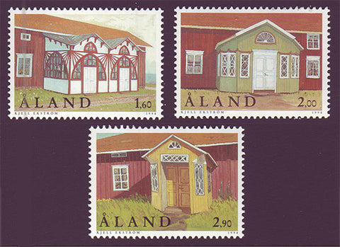 Aland set of 3 stamps showing verandas or porches