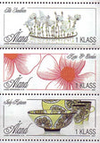 Aland set of 3 stamps showing contemporary crafts, glassware, etc.
