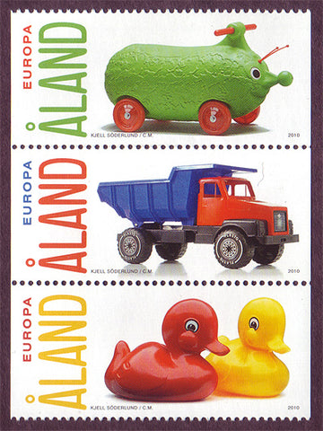 Aland set of 3 stamps showing plastic toys