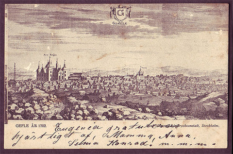 SWB203 Sweden postcard, Gefle År 1702, 1904