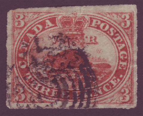 CA0004d5 Canada  3p Beaver on thin paper 1852