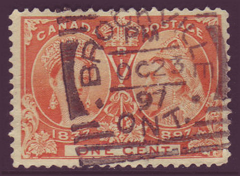 CA00515 Canada 
      Queen Victoria Diamond Jubilee 1897
      Unitrade # 51 VF used 
        Squared circle cancel - Brockville ON 10.23.1897 
        
      
        ;