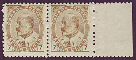 CA0092iii Canada Edward VII 1903-80.       Unitrade # 92iii pair, F MNH**