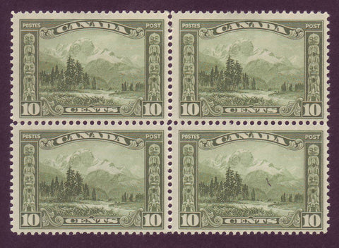 CA0155x4 Canada 10¢ Mt. Hurd F-VF block of 4 - 1928