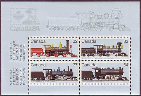 CA1039a Canada Souvenir Sheet #1039a. Vintage Locomotives 1984