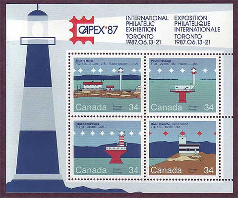 Canada Souvenir sheet of 4 stamps showing lighthouses.