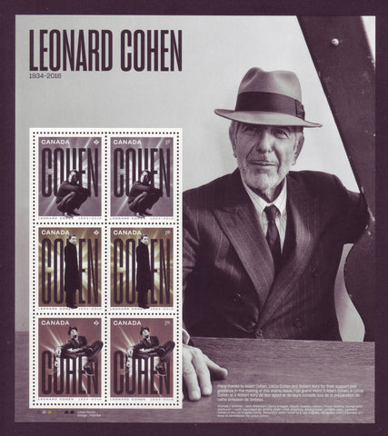 Canada Post photo tribute to Leonard Cohen 2018