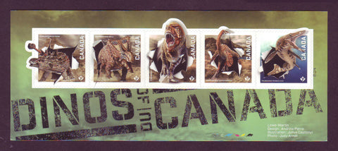 Canada  Souvenir Sheet depicting 5 Dinosaurs who once lived here.