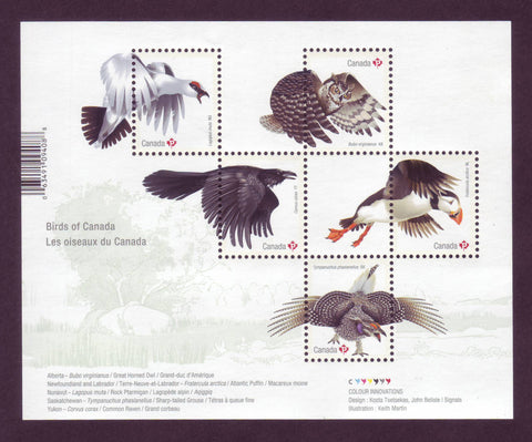 Souvenir Sheet showing iconic native birds from different provinces. 