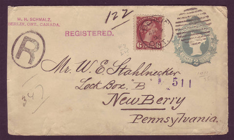 CA5006 Canada PS Envelope Upgraded to the USA - 1896