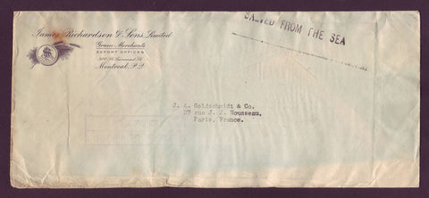 CA5022 Canada, Salvaged Letter From Atlantic Ship Wreck