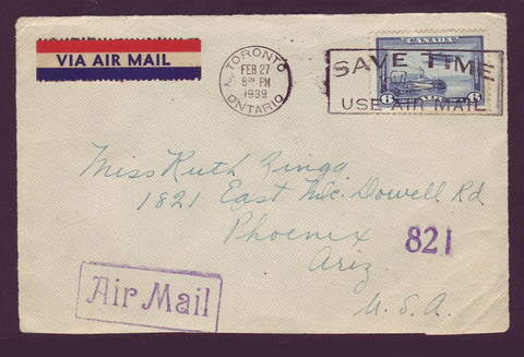 CA5027 Canada Air Mail Cover to U.S.A. - 1939