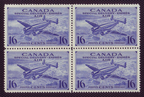 CACE1 Canada # CE1 block of 4 VF MNH, Special Delivery Stamp 1942