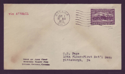 BAFDC # 224, 13¢ Charlottetown FDC - 1935