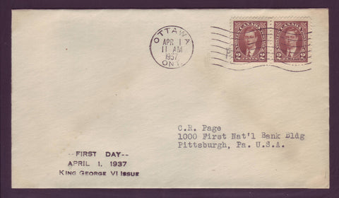 BAFDC # 232 George VI 2¢  Mufti Issue, Pair - 1937
