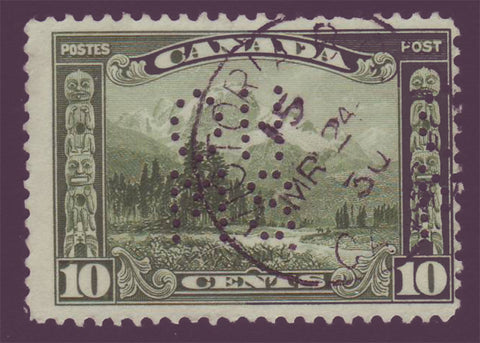 CAOA155 Canada 10¢ Mt. Hurd Official 5-Hole Used 1928
