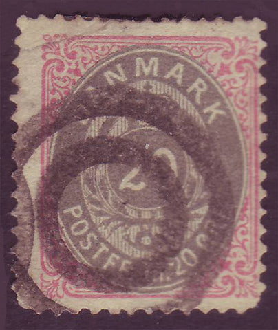 DE00315 Denmark Scott # 31, F used, ''pearl flaw'' variety - 1875
