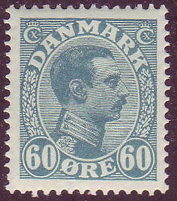 DE01242 Denmark Scott # 124 XF MH. Christian X 1913-28