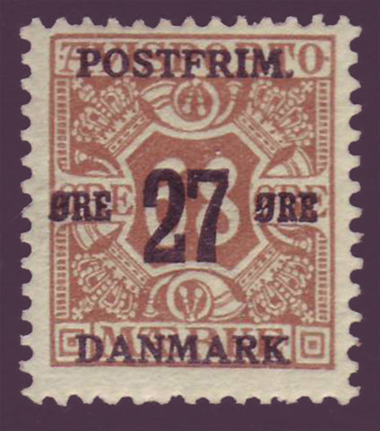 DE01422 Denmark Scott # 142 F-VF MNH**. Surcharged Newspaper Stamp 1918